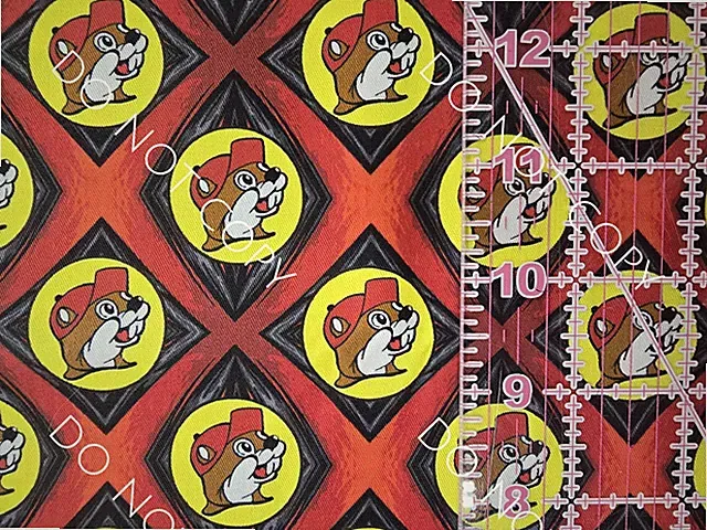 100% Cotton Woven Novelty Fabric Bucees Gas Station By The 1/4 Yard 9x56 Red