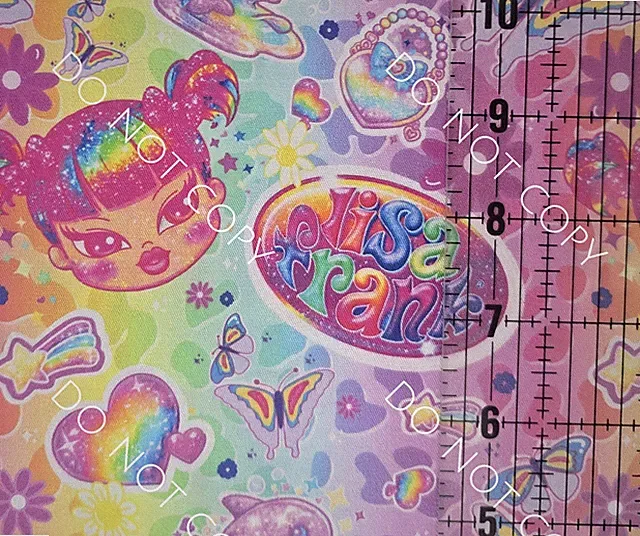 100% Cotton Woven Novelty Fabric Lisa Frank Dolphin Hearts By The 1/4 Yard 9x56
