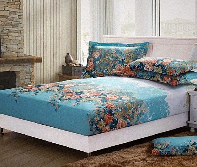 3pcs Mattress Cover Set with Pillowcase Cartoon Kids Fitted Sheet with Elastic Q