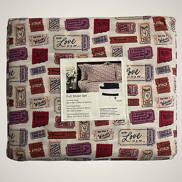Berkshire Sheet Set Artist Series Pink Love Valentines Tickets Novelty Set Full