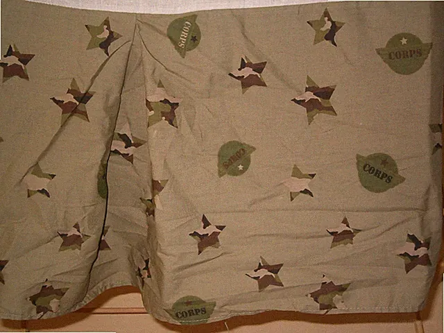 CAMOUFLAGE BED SKIRT STARS CORPS MILITARY TWIN
