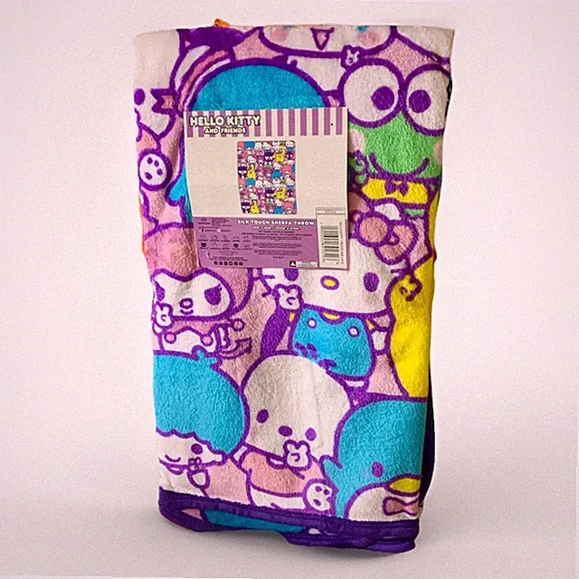 HELLO KITTY &FRIENDS Peace & Love Silk Sherpa Throw Blanket Kawaii Y2K Retro NWT