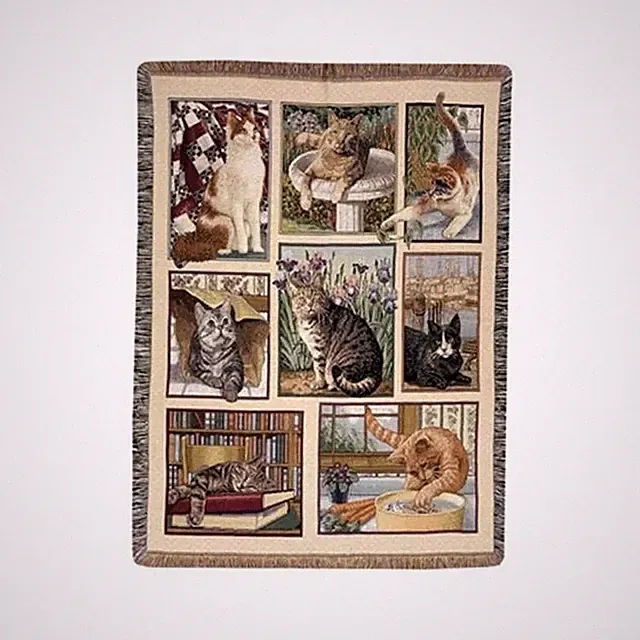 Large Kitty Corner Tapestry Throw Blanket Tapestry Throw Blanket Woven Fashion