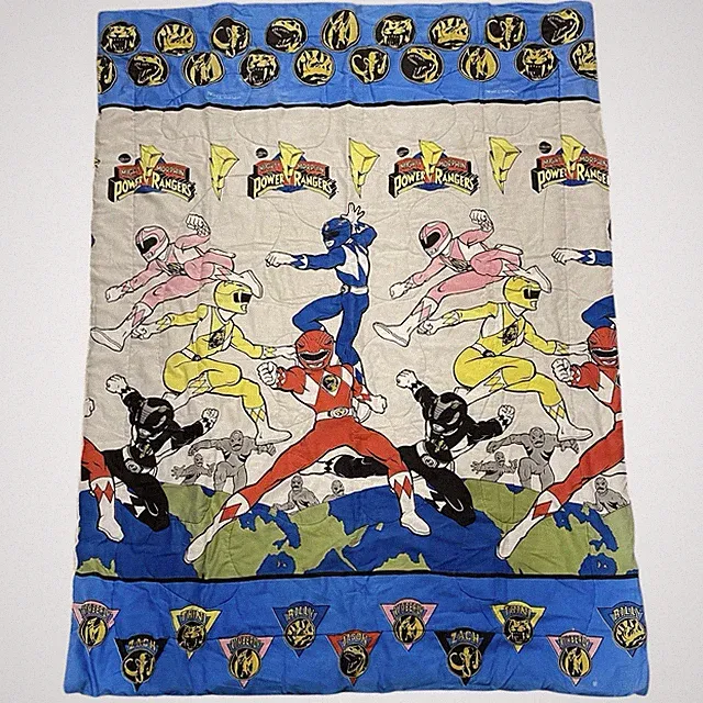 Mighty Morphin Power Rangers Vintage 1994 Twin Size Comforter Blanket As Is