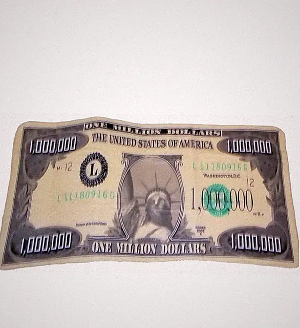 Million Dollar Bill Novelty Funny Flannel Plush Blanket Throw Dollar 35x71 Inch