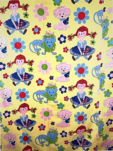 Mod Daisy Pippi Longstocking Twin Bedspread 60s Vintage Bedspread Kids