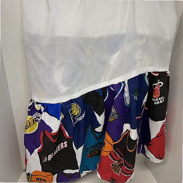 NBA Basketball Teams Bed Skirt Twin Dust Ruffle Fabric 90’s Retro Vintage