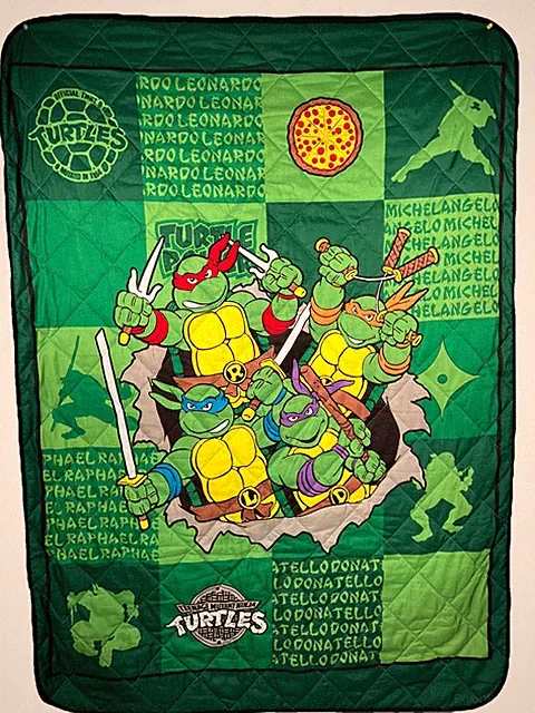 Nickelodeon Teenage Mutant Ninja Turtles TMNT Quilted Bedspread (48”x 52”) EUC