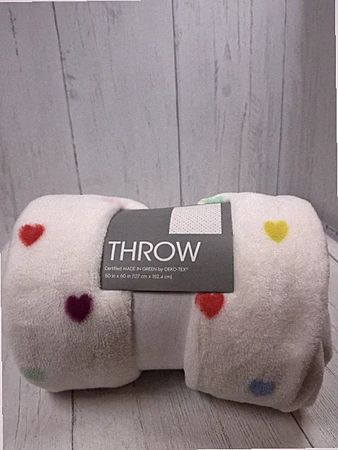 Novelty Recycled Hearts Plush Throw Blanket 50x60 Valentine’s Day Decor