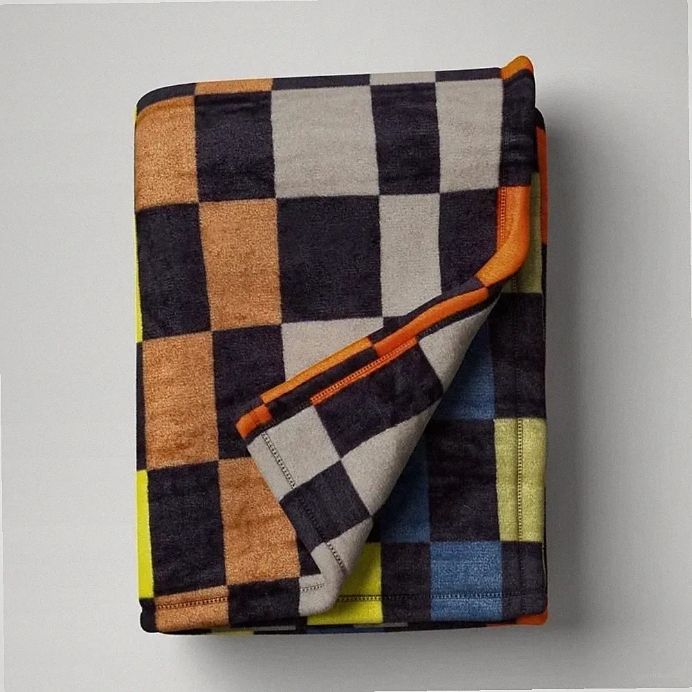 Novelty Recycled Printed Plush Throw Squares