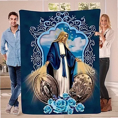 Our Lady of Guadalupe Flannel Blanket Warm Cozy Gift for Mom