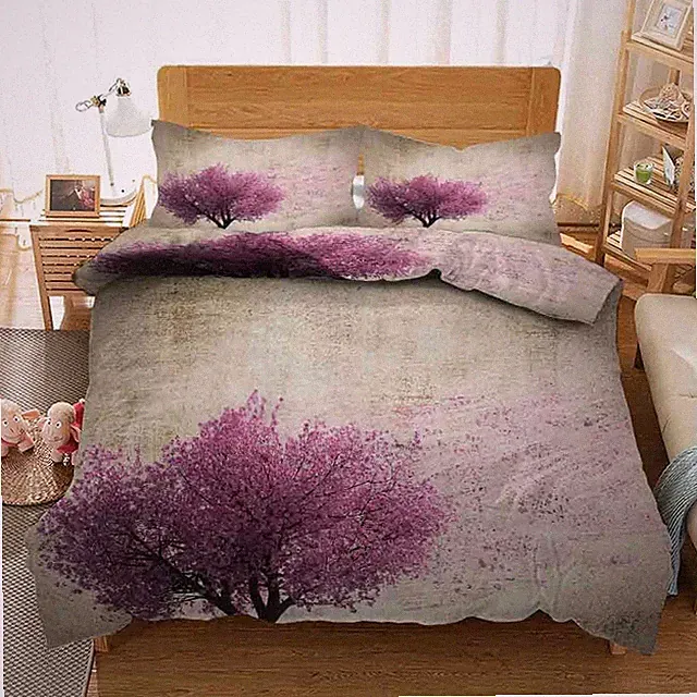 Purple Simple Tree 3D Printing Duvet Quilt Doona Covers Pillow Case Bedding Sets