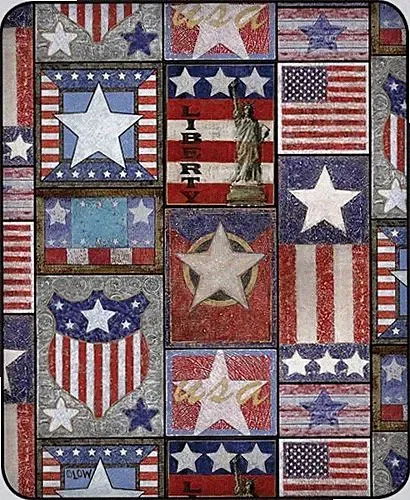 Queen Patriot Red White & Blue Patch Work Mink Faux Fur Blanket Warm Soft Full