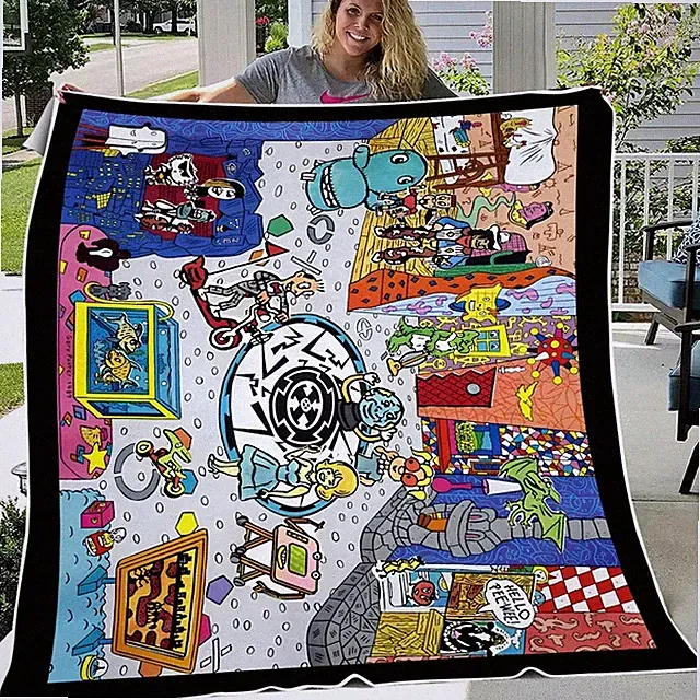 Retro Quirky Comedy Character Style Flannel Blanket Vintage Funny Gift