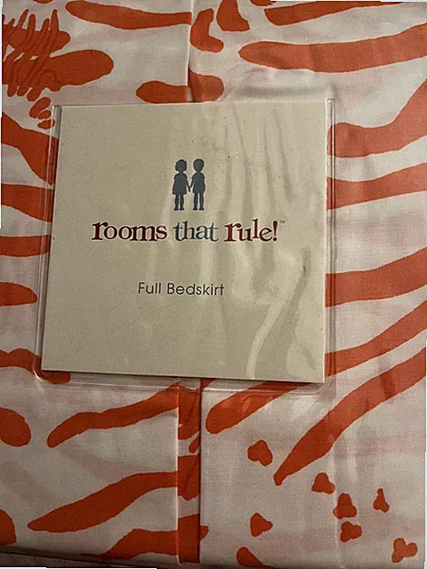 Rooms That Rule Bedskirt Orange Full Size Cotton Laurens Zebra Print New