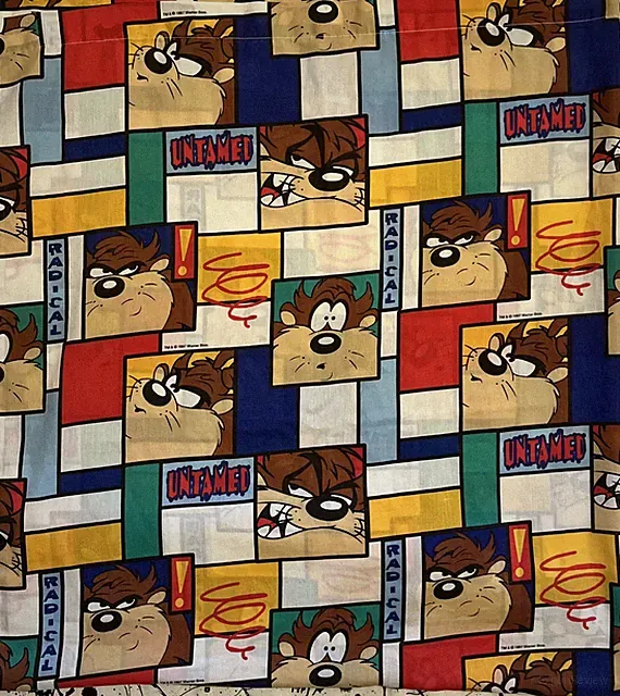 Vintage 1997 Warner Bros Twin Size FLAT Bed Sheet Taz 66”x92.5” *FREE SHIPPING*