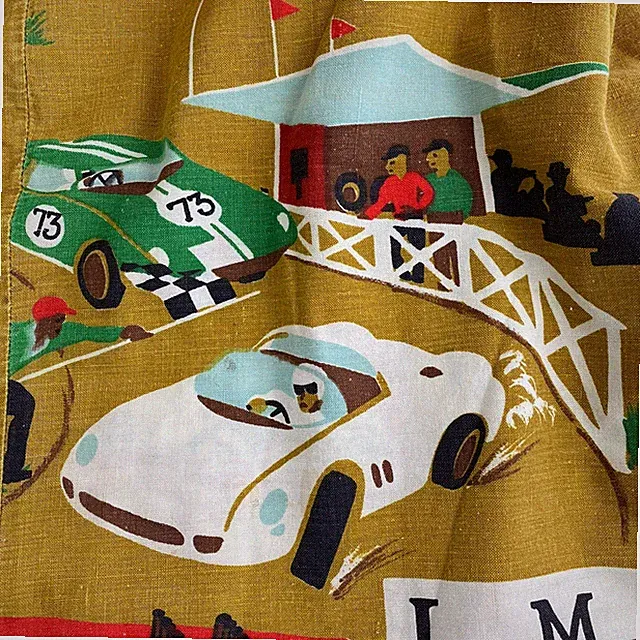 Vintage BEDROOM BEDDING Daytona Racing Bedspread Twin 1970's Movie Prop Fabric