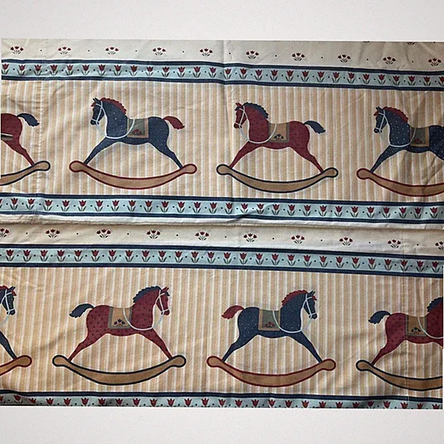 Vintage Cannon Pillow Shams Covers Set of 2 Cotton Bl Rocking Horses Novelty