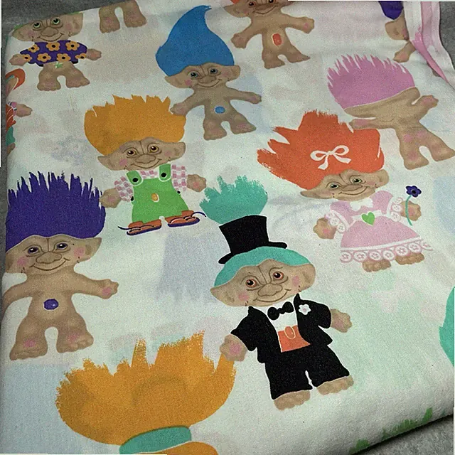 VTG Ace Treasure Trolls Dolls Twin Flat Sheet 1992 Retro Cutter Fabric Crafters