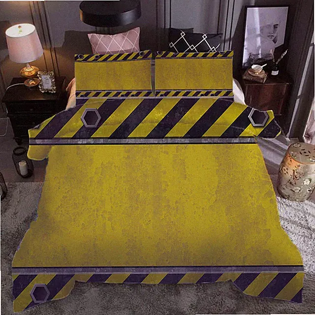 Warning stripes 3D Print Duvet Quilt Doona Covers Pillow Case Bedding Sets